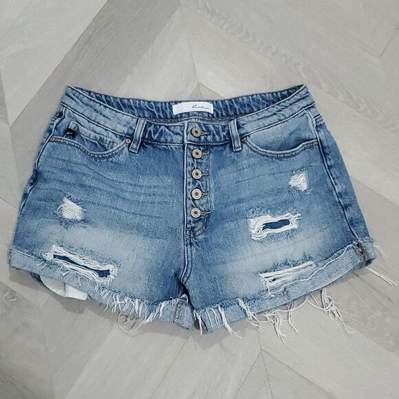 Kancan Lorraine Ultra high Rise Distressed Buttonfly Denim Shorts. Size 11/29 - Picture 1 of 6